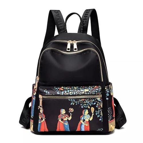 BANQLYN Ethnic Style Waterproof Oxford Backpack Ladies Fashion Travel Canvas Bag Large Capacity Nylon Student School Bag Laptop Bag, Girls Printing School Backpacks