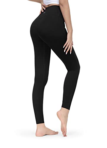 ALONG FIT Buttery Soft Leggings-for-Women Yoga-Pants High Waisted Non Slip Workout Squat Proof Tights(Black,L)