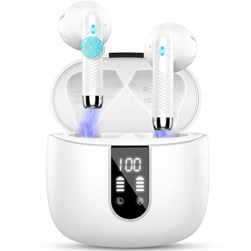 Wireless Earbuds, Bluetooth 5.4 Headphones NEW Wireless Headphones with 4 ENC Mic, 56H Bluetooth Earphones in Ear Noise Cancelling Deep Bass, Mini Ear Buds Bluetooth Earbuds IP7 Waterproof LED Display