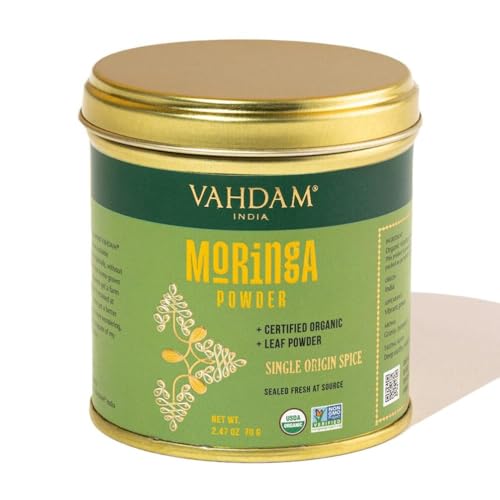 VAHDAM, Organic Moringa Powder (2.47oz/70g) 100% Raw, Gluten Free Moringa Leaf Powder (Moringa Oleifera) Perfect for Cooking, Smoothies, Lattes & Moringa Tea | Direct from Source
