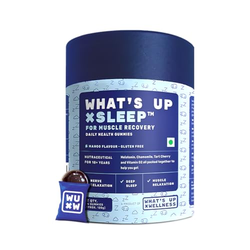 What's Up Wellness Melatonin 5 Mg Sleep Gummies|Tart Cherry And Chamomile Extracts For Muscle Recovery & Nerve Relaxation|Helps You Sleep Soundly |30 Gummies,1 Count,1 Servings