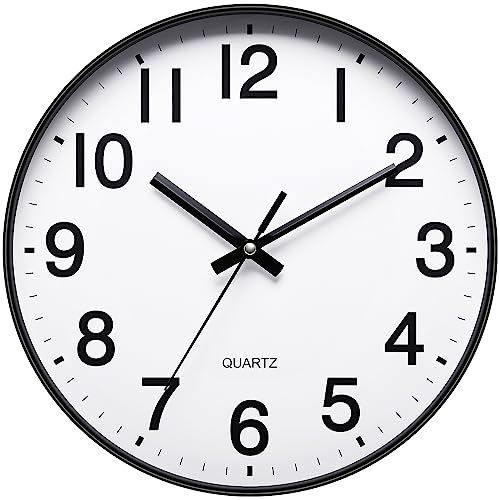 12 Inch Round Wall Clock Silent & Non-Ticking Simple Wall Clock Operated for Living Room Bedroom Kitchen(30 cm/ 12")