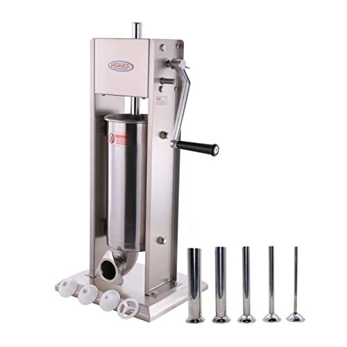 Hakka 2 in 1 Sausage Stuffer and Churros Maker Machines, 15LB/7L Sausage Maker 2 Speed Vertical Sausage Filler Machine, Sliver