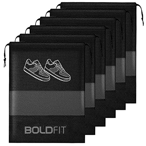 Boldfit Shoe Bag for Travel & Storage Travel Organizer for Women & Men Travel Accessories Shoe Organizer Shoe Bags Pouches Travel Shoe Cover for Travelling Travel Essentials - Pack of 6 Shoe Pouch
