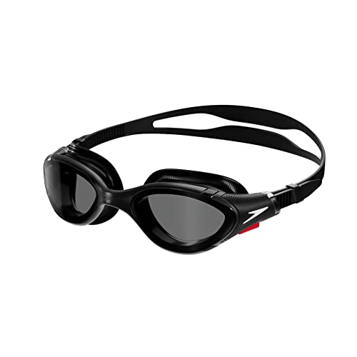 Speedo Unisex Biofuse 2.0 SwiMing Goggles | Patented Easy Adjustment | Anti-fog | Anti-leak | Enhanced Fit | Improved Comfort, Black/Smoke, One Size