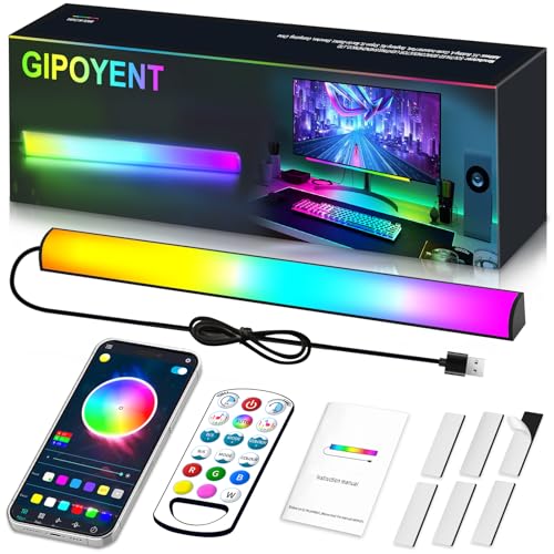 Under Monitor Light Bar, RGB Screen Light Bar Desk Light PC, Dimmable LED Dynamic Rainbow Effect, Adjustable Brightness, Speed and Music, Remote Control Color Change, for Game Light Room
