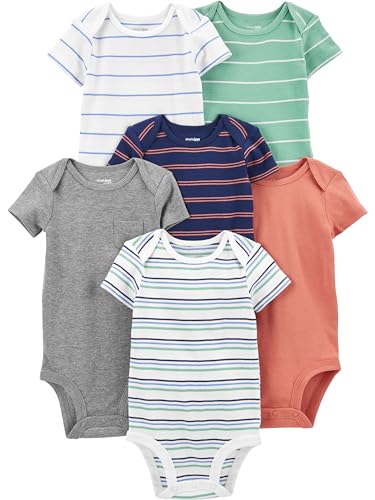 Simple Joys by Carter's Baby-Boys 6-Pack Short-Sleeve Bodysuit, Multicolor/Stripe, 24 Months
