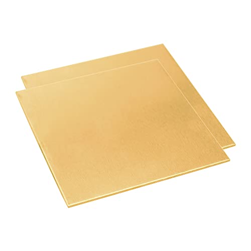 Tynulox Brass Sheet 14 Gauge(1.5mm) x 4" x 4", 2 Pcs, H62 Brass Plates Metal for Models, Crafts, Repairs, Electrical