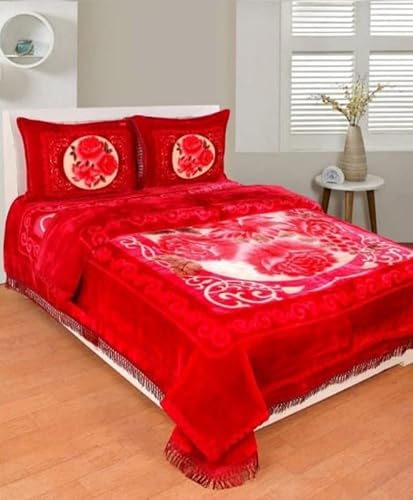 Bezzilish Home Warm Bedsheets for Winter, Double Bedsheet for Winter, Specially for Bridal and Groom with Fancy Bag Packing #9
