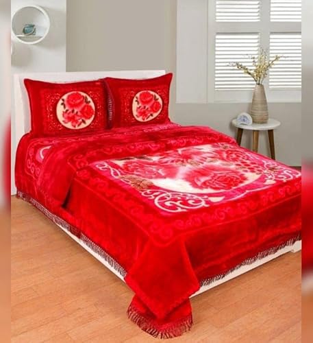 Bezzilish Home Warm Bedsheets for Winter, Double Bedsheet for Winter, Specially for Bridal and Groom with Fancy Bag Packing #8