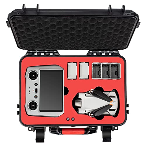 Water Proof Hard Shell Carry Case for DJI Mini 4 Pro Drone /DJI Mini 4 / Dji Mavic MINI 3, 3 PRO (for DJI RC 2/ RC-N1/Dji RC remote)Double Layered - fits Tablets, Landing Pad, combo + Full camera kit