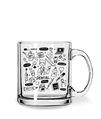 WHATS YOUR KICK - Dentist Printed Clear Glass Coffee Cup & Mug - Gift for Girlfriend, Boyfriend, Mother, Father - D9