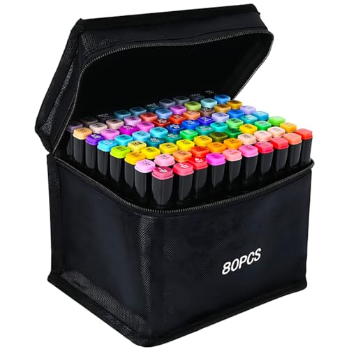 80 Colors Alcohol Markers Artist Drawing Art Dual Tip Markers Perfect for Adult Students Friends Gift