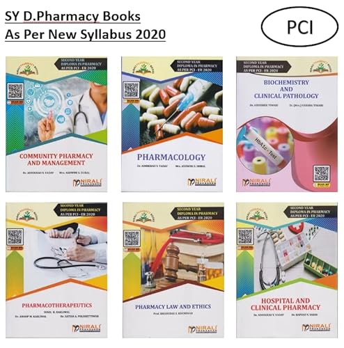 D pharmacy 2nd year Books Set of 6 [Pharmacotherapeutics,Hospital & Clinical Pharmacy,Community Pharmacy & Management,Pharmacy Law & Ethics,Pharmacology,Biochemistry & Clinical Pathology]