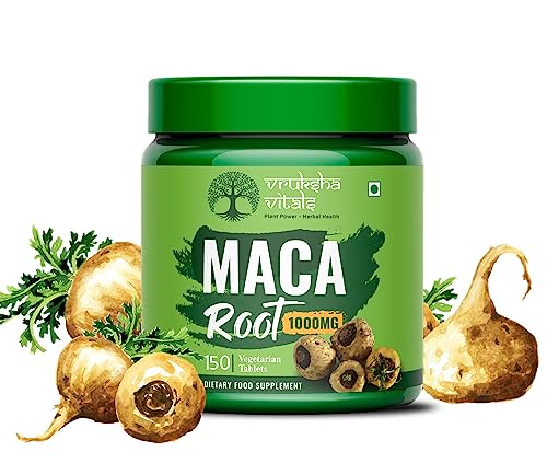 Vruksha Vitals Maca Root Extract 1000 mg per Tablet - 150 Tablets/Capsules - Maca Root Powder Supplement