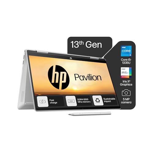 HP Pavilion x360, 13th Gen Intel Core i5-1335U, 14-inch (35.6 cm), FHD, Touchscreen, 16GB DDR4, 1TB SSD, FPR, 5 MP Camera, Backlit KB, Audio by B&O, Pen (Win 11, MSO 2021, Silver, 1.51 kg), ek1010TU