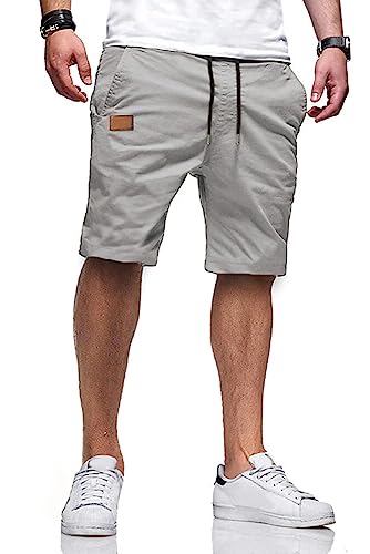 JMIERR Mens Shorts Casual Cotton Drawstring Workout Shorts Summer Relaxed fit Stretch Golf Shorts Men's Twill Chino Beach Shorts for Men Short Homme with Elastic Waist and Pockets CA 36(L) A Grey