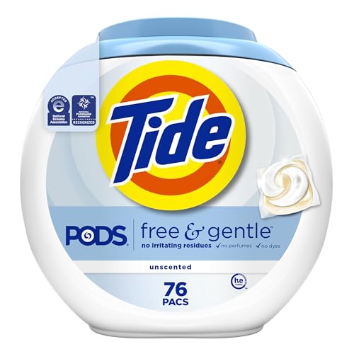 Tide PODS Free & Gentle Liquid Laundry Detergent Pacs, 76 count