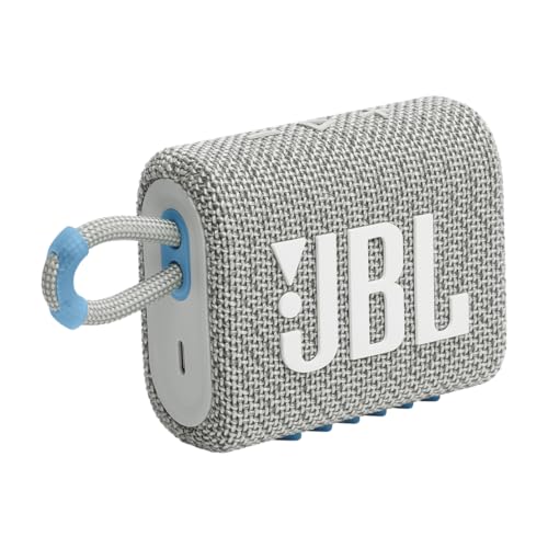 JBL Go 3 Eco - Portable Mini Bluetooth Speaker, big audio and punchy bass, IP67 waterproof and dustproof, 5 hours of playtime, Made in part with recycled materials (Eco White)