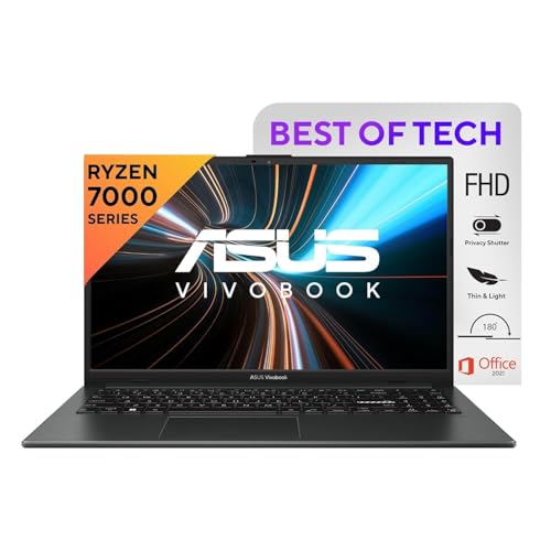 ASUS Vivobook Go 15 (2023), AMD Ryzen 5 7520U, Thin & Light Laptop,15.6" (39.62 cm) FHD, (16GB/512GB SSD/Windows 11/Office 2021/Alexa Built-in/Mixed Black/1.63 kg), E1504FA-NJ542WS