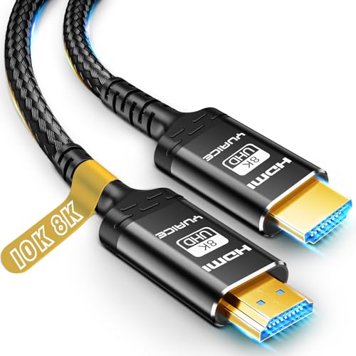 10K 8K HDMI Cable, 1.5FT, 3.3FT, 6.6FT, 10FT, 16FT, 20FT, 25FT Heavy Duty High-Speed Braided HDMI Cable, Professional HDMI Cord, 48Gbps, 4K@120Hz, 8K@60Hz, HDR, DTS:X, HDCP 2.2/2.3