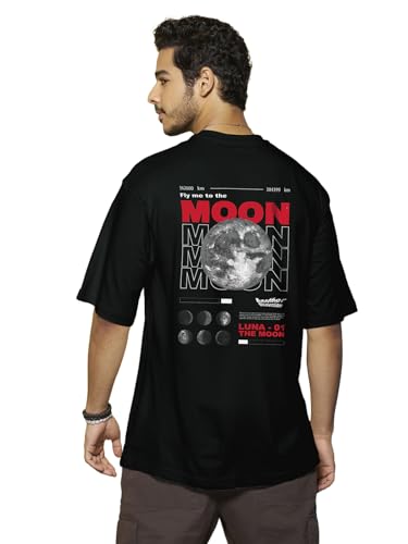 Bewakoof Official NASA Merchandise Men's Graphic Print Oversized Fit Half Sleeve Round Neck Cotton T-Shirt