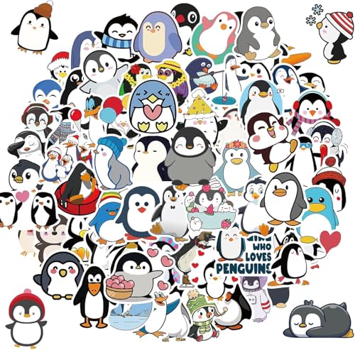 100 PCS Penguin Stickers,Cute Vinyl Waterproof Sticker for Water Bottle Laptop Guitar Phone Skateboard,Penguin Gifts for Kids Teens Girls