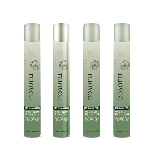 Bye Itchy Roll On After Bug Bite Itch Relief Caused by Mosquitoes, Fleas, Fire Ants, & Other Insect Bites - Unscented & Safe for Kids, Perfect for Indoors & Outdoors .34 Fl Oz (Pack of 4)