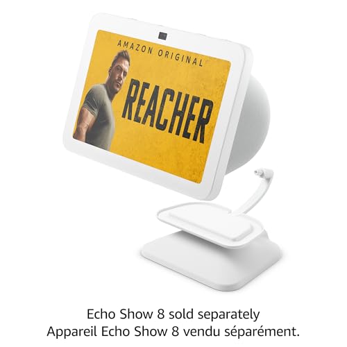 Echo Show 8 (3rd Gen) Adjustable Stand with USB-C Charging Port | Glacier White
