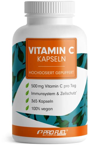 Vitamin C hochdosiert - 365 Vitamin C Kapseln - 500 mg Vitamin C gepuffert - hochwertiges Calcium-Ascorbat optimal hochdosiert - ohne unerwünschte Zusätze - laborgeprüft mit Zertifikat