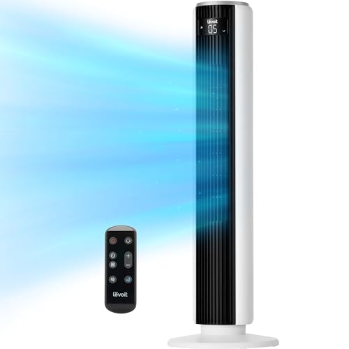 LEVOIT Tower Fan for Bedroom, Standing Fan that Blows Cold Air for Home, 28dB Quiet for Sleep, Remote, 90° Oscillation, 12H Timer, 25ft/s Velocity, 5 Speeds, 4 Modes, Bladeless 36 inch, White