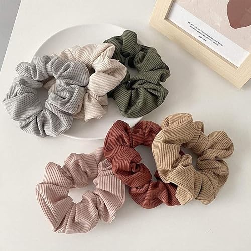 Popular Knitted Hair Ties Hair Scrunches 6 pcs made with soft velvat silky cloth