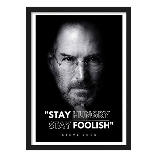 YourCanvas - Stay Hungry Stay Foolish | Simple | Motivational Framed Poster | Frames For Office And Living Room - Modern Wall Art - (Black Framed 10×13 inches, Black Background)