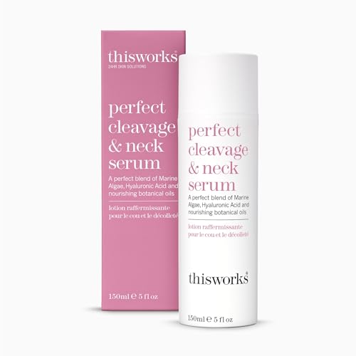 This Works Perfect Cleavage & Neck Serum, 150 ml - Anti Aging Moisturiser for Neck and Décolletage with Marine Algae and Hyaluronic Acid - Youth-Boosting Neck Cream with Nourishing Botanical Oils