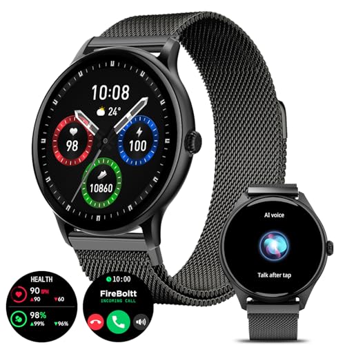 Fire-Boltt Phoenix Ultra Luxury Stainless Steel, Bluetooth Calling Smart Watch, AI Voice Assistant, Metal Body with 120+ Sports Modes, SpO2, Heart Rate Monitoring (Dark Grey).
