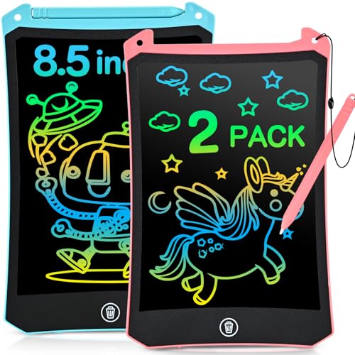 cimetech 2 Pack LCD Writing Tablet for Kids Toys, Colorful Drawing Tablet Doodle Board Writing Pad for Toddler Gifts, Kids Travel Essentials, Stocking Stuffers for 3-12 Years Boys Girls