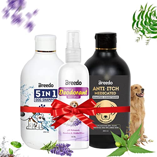 Breedo Natural Dog Shampoo+Perfect Body Perfume Spray | Ditch to Itch - (600ml)| Dog Shampoo for Labrador and Golden Retriever| Pet Shampoo for Dogs| Shampoo for Dogs(Combo of 3)