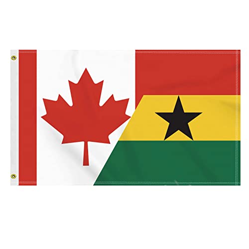 3×5 FT Canada Ghana Flag, Large 100D Canadian Ghanaian Friendship National Outdoor Banner,Doube Side Printing Decor For Patio Garden With Brass Gromment