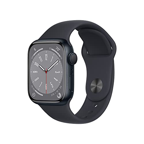 Apple Watch Series 8 (GPS, 41MM) - Midnight Aluminum Case with Midnight Sport Band S/M (Renewed Premium)