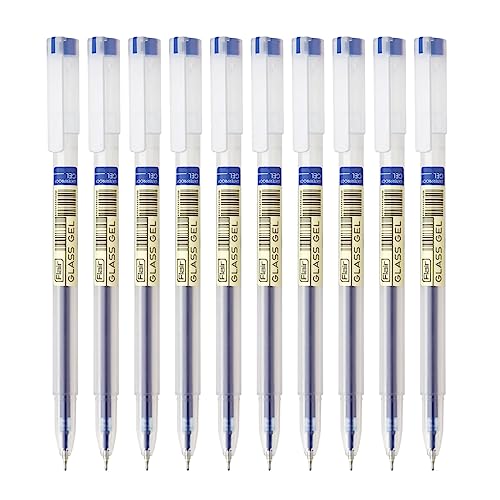 FLAIR Glass Gel Pen Wallet Pack | Tip Size 0.6 mm | Water Proof Ink For Smooth Flow System | Low-Viscosity Ink For Smudge Free Writing | Blue ink, Pack of 10