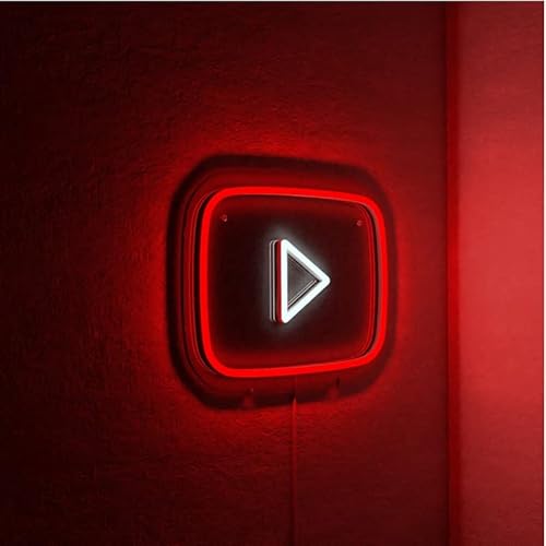 YouTube Logo Neon Sign for Wall Decor - Custom Light With Multiple Size Options