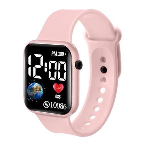 Goldenize Fashion Kids Digital Watches Waterproof Square Led Watch for Boy & Baby Girls-Digital Watch for Kids (Baby Pink)