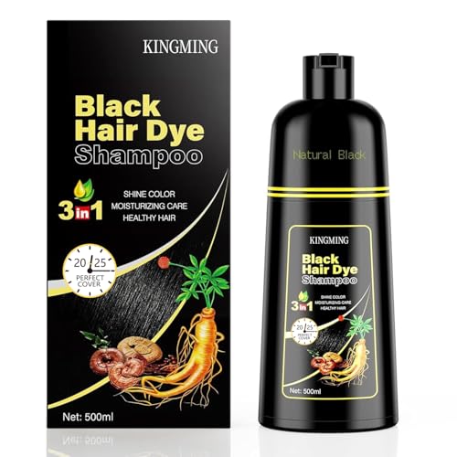 Schwarzes Haarfärbeshampoo für Graues Haar 3 in 1, Haarfarben Shampoo für Männer und Frauen, Black Hair Dye Shampoo for Gray Hair, shampoo gegen graue haare (500 ml)