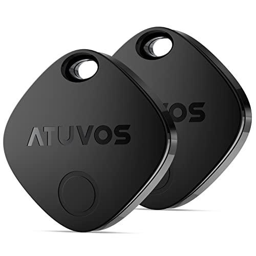 ATUVOS Air Tracker Tag 2 Pack, Luggage Tracker Key Finder Work with Apple Find My APP (iOS Only, Android not Supported), Bluetooth Item Locator for Car Key, Bag, Wallet, Suitcase, Replaceable Battery