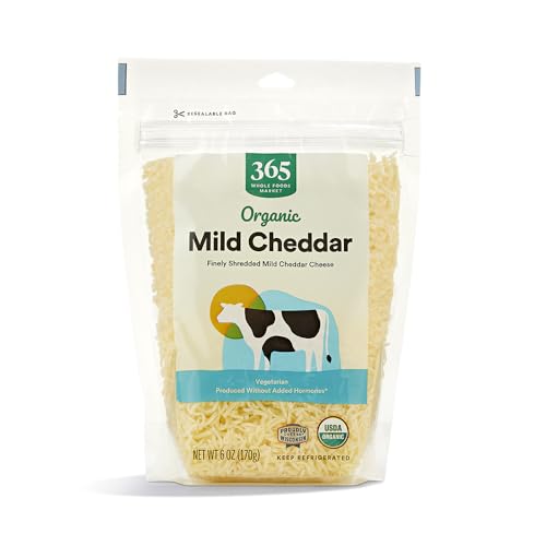 365 by Whole Foods Market, Organic Shredded Mild Cheddar, 6 Ounce