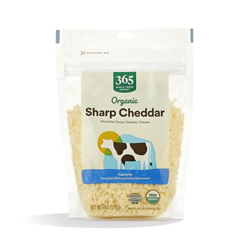 365 by Whole Foods Market, Organic Sharp Cheddar Cheese, Shredded, 6 Ounce