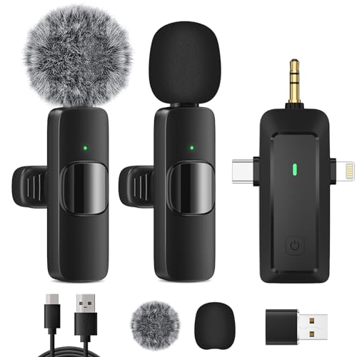 HMKCH Kabelloses Lavalier Mikrofon für iPhone/Android Telefon/Kamera/Computer/Laptop, Professionelles Mini Ansteckmikrofon mit USB-C/3,5 mm/USB-Stecker für Videoaufzeichnung, Vlog, YouTube, TikTok