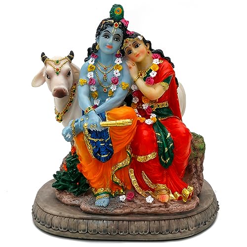 Hindu God Radha Krishna Statue - 6.6" H Indian Idol Radha Krishna Wedding Gift for Indians Puja Item Pooja Return Gift Diwali Gifts Home Office Altar Temple Mandir Yoga Studio Spiritual Decor