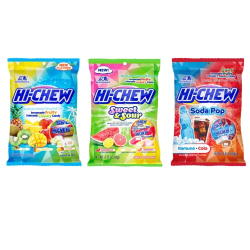 Hi Chew Variety Pack - Hi-Chew Japanese, Hi Chews Candy (Soda Pop + Sweet & Sour + Tropical Mix)