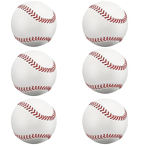 OMYOPY 6 Pack Blank Baseballs Solid Cork Core, 9 Inch Baseball Balls Unmarked Autographs Baseball for League Play, Pitching, Hitting, Batting, Fielding, Autograph, Gifts